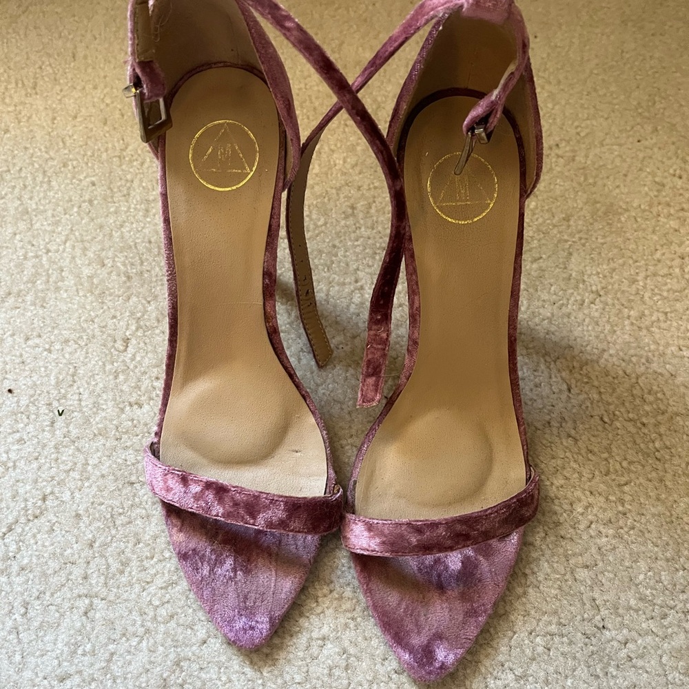 Elegant Pink Crushed Velvet Women's Open Toe Heels